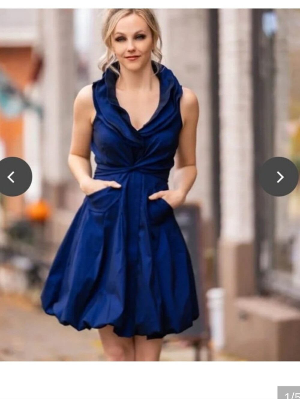 Samuel Dong Sleeveless Cowl Bubble Dress - Blue